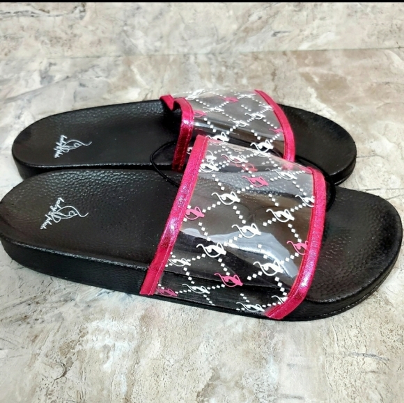 Baby Phat clear and pink glittery slides. Size 8 - Picture 2 of 6